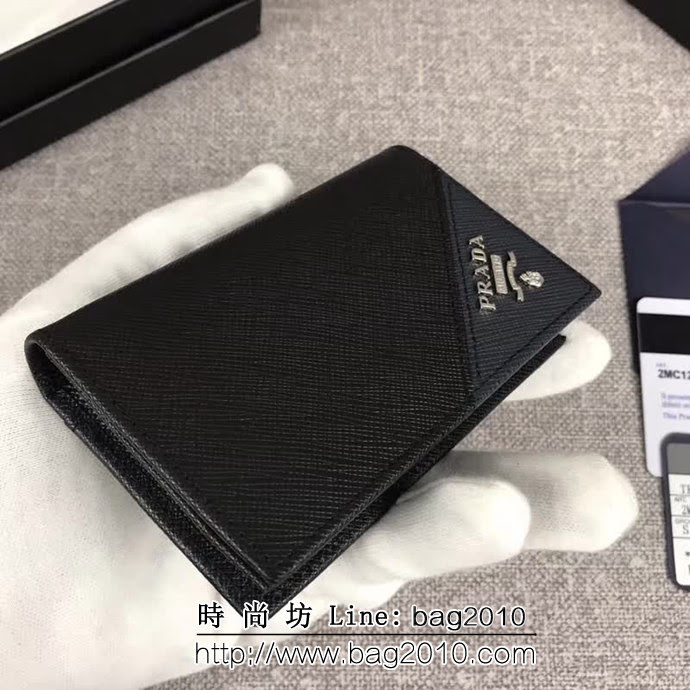 PRADA普拉達 專櫃最新爆款 頂級原單十字紋牛皮 男士卡包 2MC122 DD1767